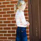 plaid button up pink and mint top