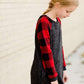 Modest girls and conservative teens red buffalo plaid sweatshirt dress