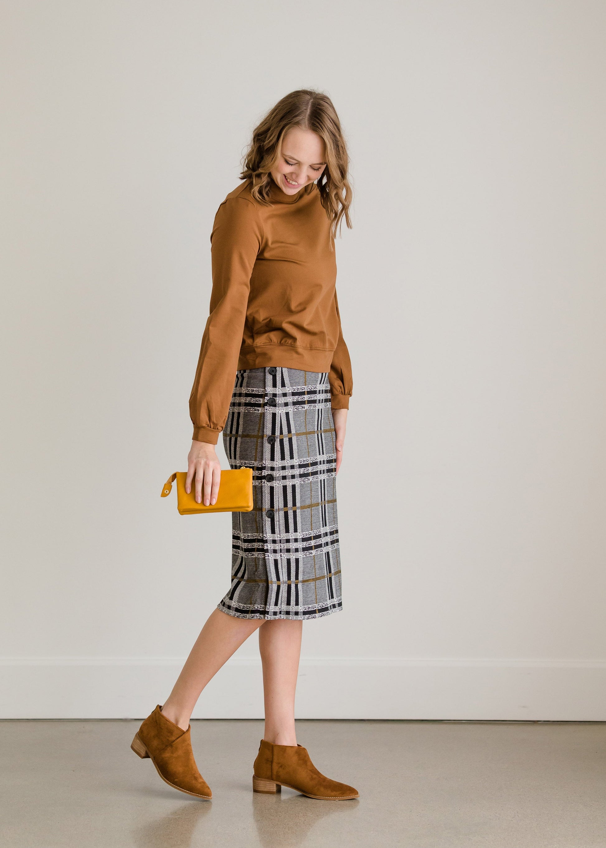 Plaid Stretch Waist Pencil Skirt - FINAL SALE Skirts