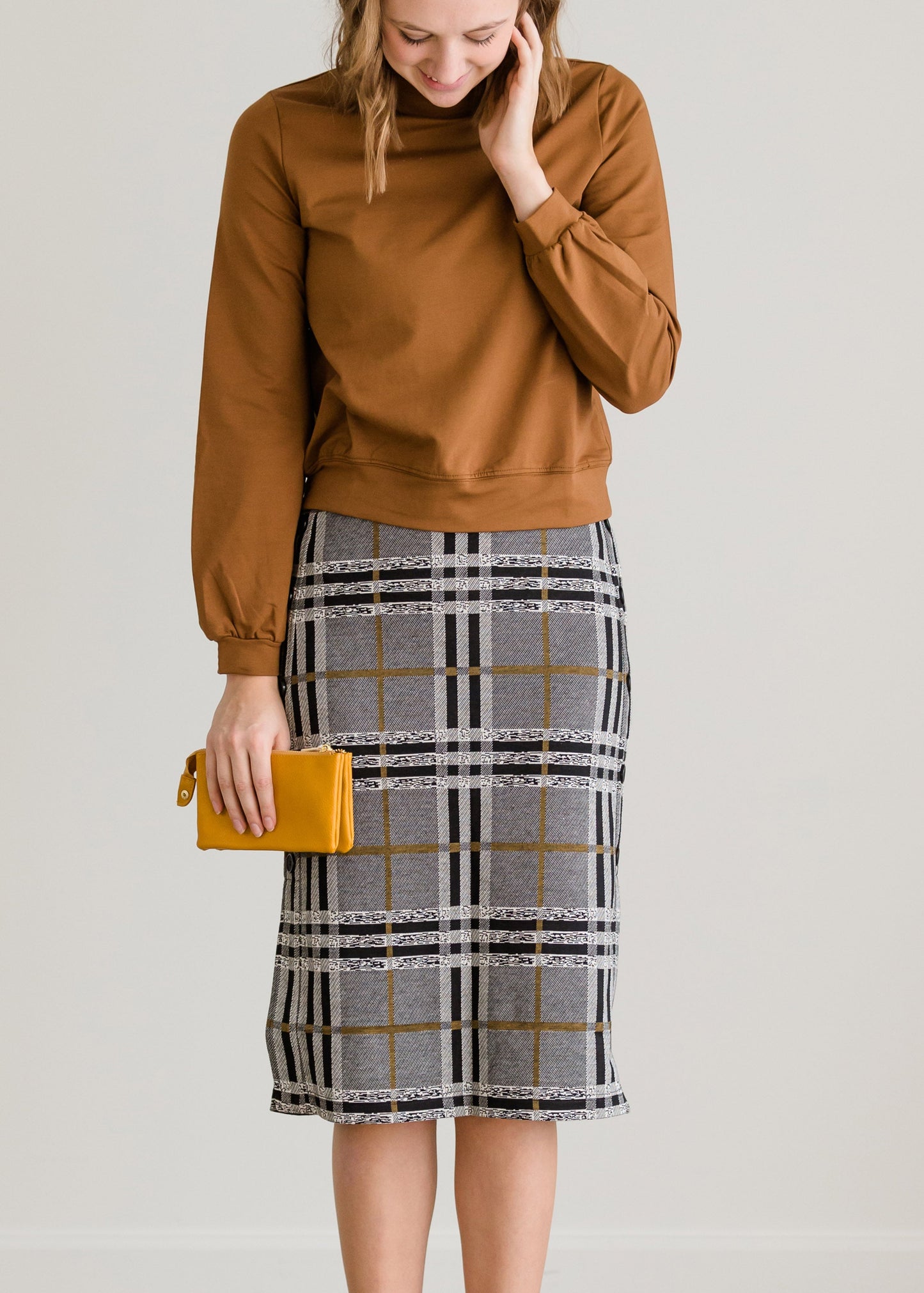 Plaid Stretch Waist Pencil Skirt - FINAL SALE Skirts