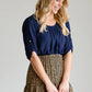 Pleated Boat Neck 3/4 Top - FINAL SALE Tops