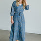Pleated Floral Detail Belted Dress Dresses