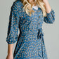 Pleated Floral Detail Belted Dress Dresses
