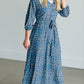 Pleated Floral Detail Belted Dress Dresses