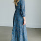 Pleated Floral Detail Belted Dress Dresses