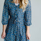 Pleated Floral Detail Belted Dress Dresses
