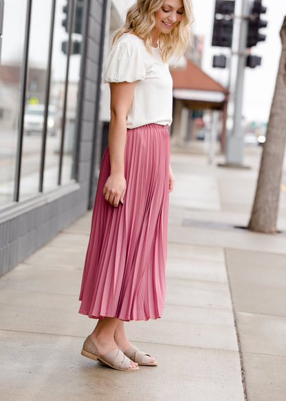 Pleated Mauve Midi Skirt - FINAL SALE Skirts