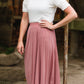 Pleated Mauve Stretch Waist Midi Skirt - FINAL SALE Skirts
