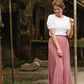 Pleated Mauve Stretch Waist Midi Skirt - FINAL SALE Skirts