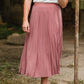 Pleated Mauve Stretch Waist Midi Skirt - FINAL SALE Skirts