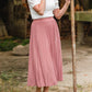 Pleated Mauve Stretch Waist Midi Skirt - FINAL SALE Skirts