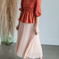 Pleated Print Maxi Skirt Skirts Polagram Peach / S