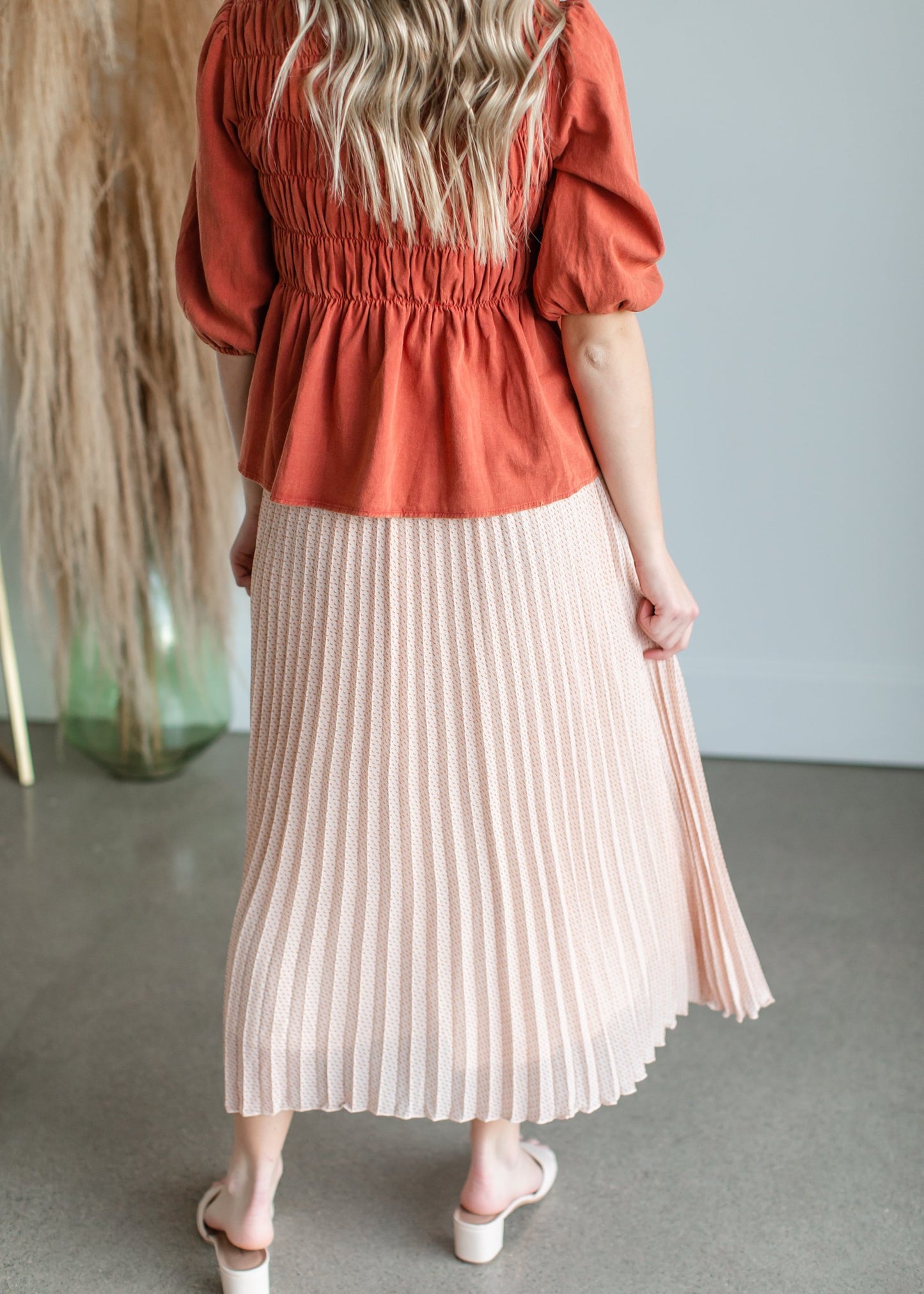 Pleated Print Maxi Skirt Skirts Polagram