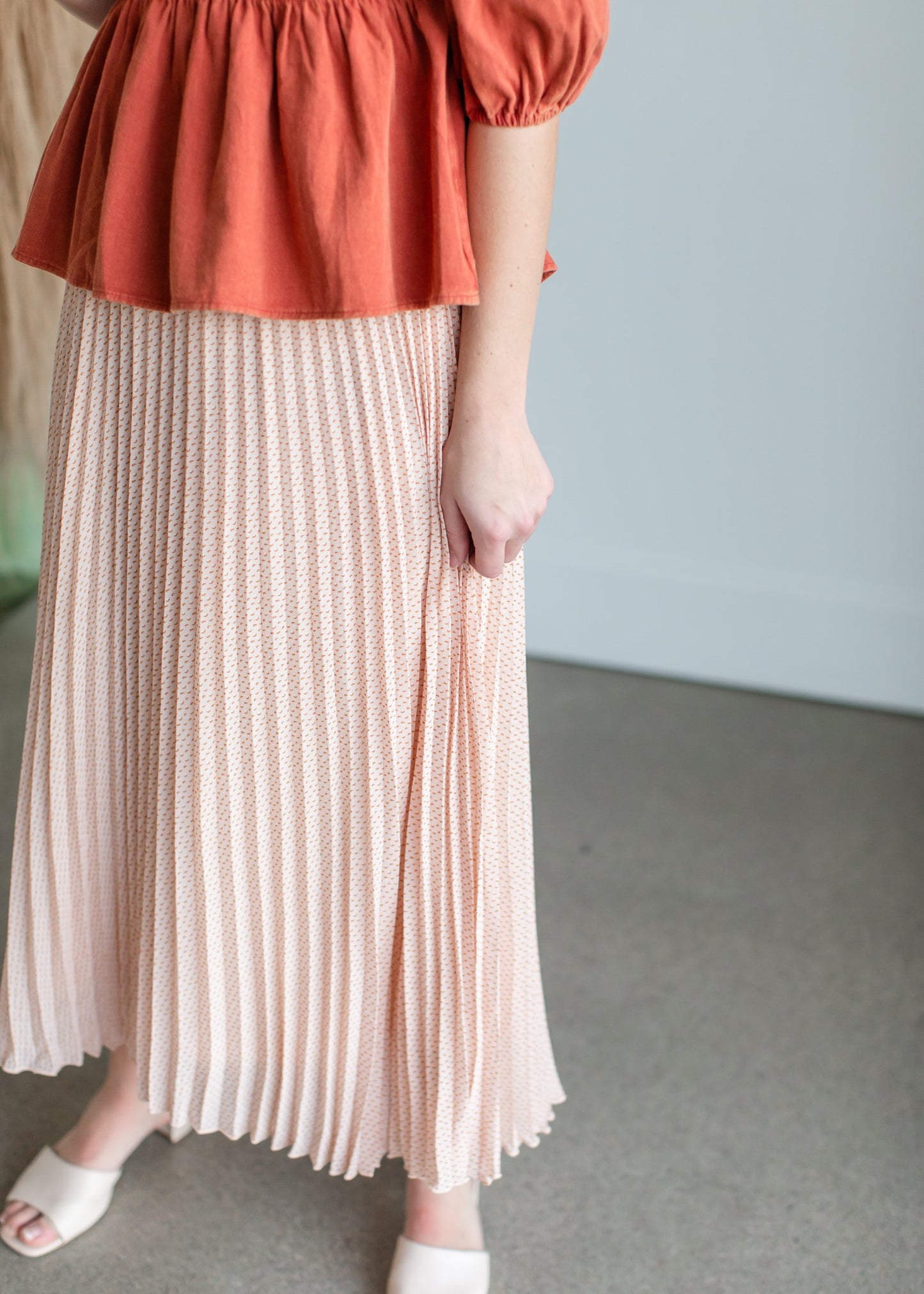 Pleated Print Maxi Skirt Skirts Polagram