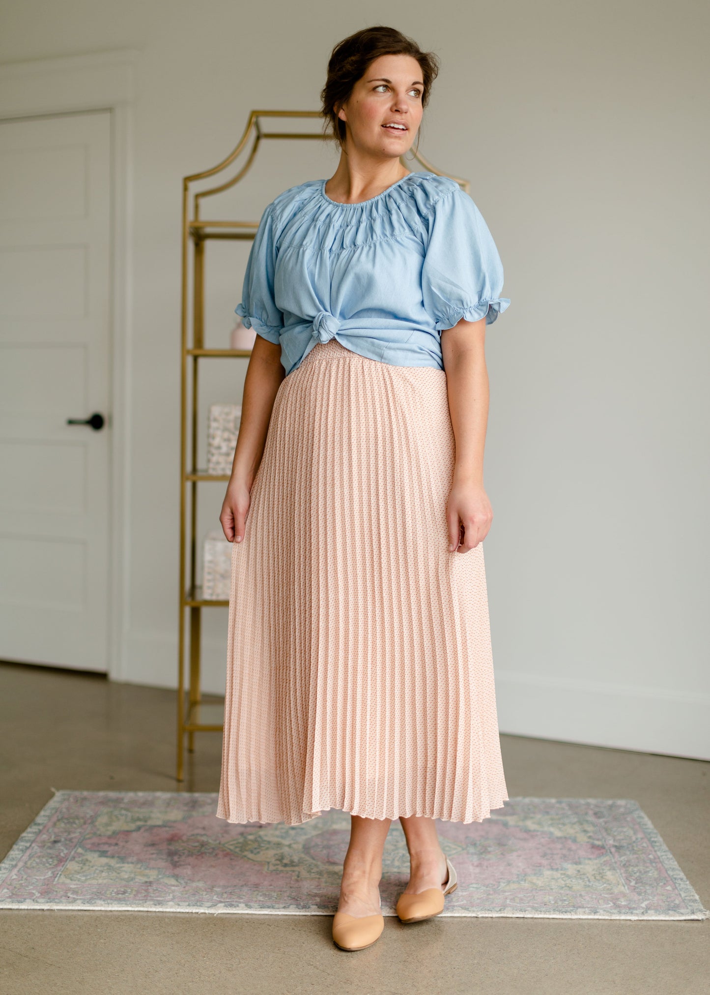 Pleated Print Maxi Skirt Skirts Polagram