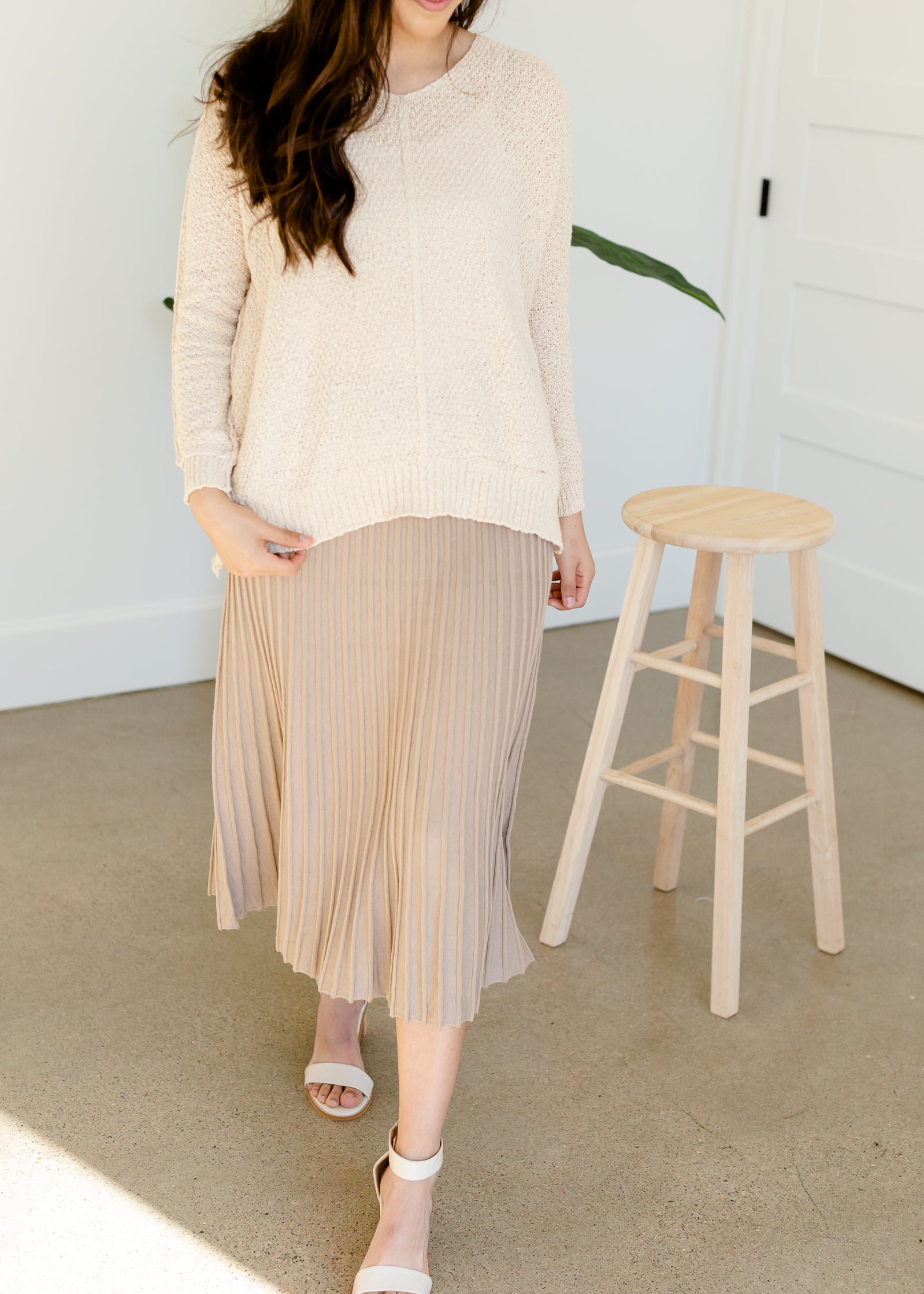 Pleated Sweater Knit Midi Skirt - FINAL SALE Skirts