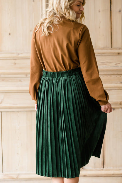 Pleated Velvet Midi Skirt - FINAL SALE Skirts