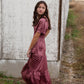 Plum Smocked V-Neck Tiered Midi Dress Dresses Polagram + BaeVely