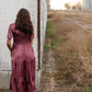 Plum Smocked V-Neck Tiered Midi Dress Dresses Polagram + BaeVely