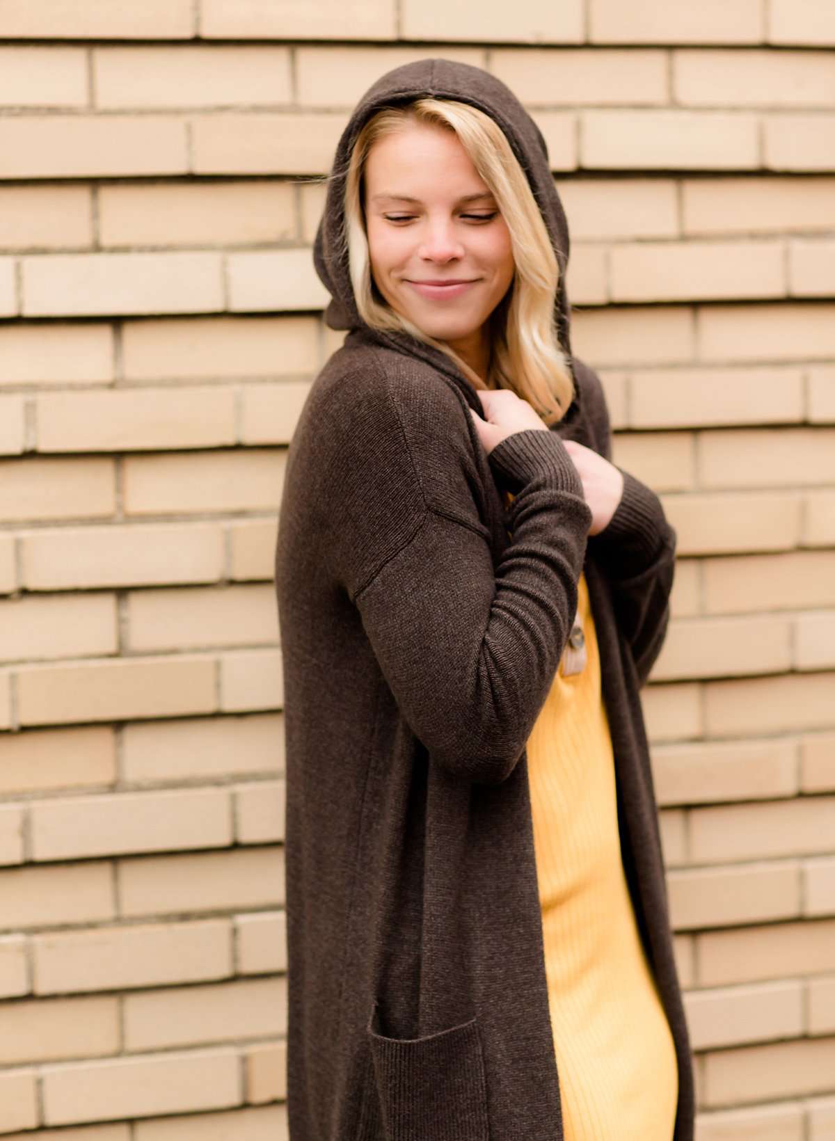 Modest Women's Hooded Long Cream and Charcoal Cardigans