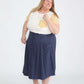 plus size navy button front midi skirt