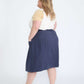 plus size navy button front midi skirt