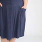 plus size navy button front midi skirt