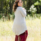 gray ribbed long open front cardigan