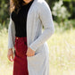 gray ribbed long open front cardigan