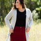 gray ribbed long open front cardigan