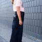 girls a-line long denim embroidered denim skirt
