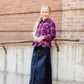 girls a-line long denim embroidered denim skirt