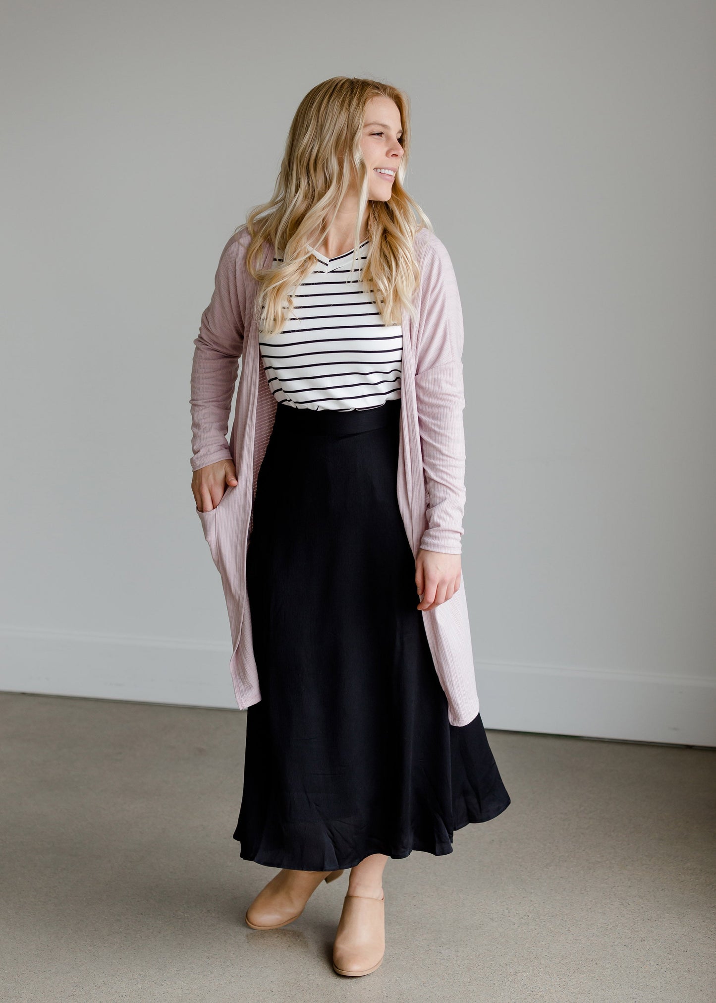 Pointelle Ribbed Pink Pocket Cardigan - FINAL SALE Layering Essentials