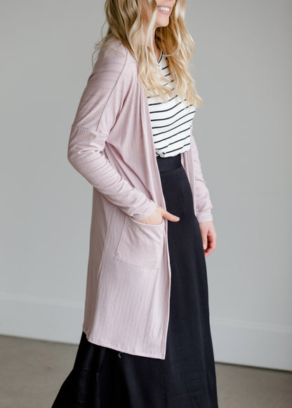 Pointelle Ribbed Pink Pocket Cardigan - FINAL SALE Layering Essentials