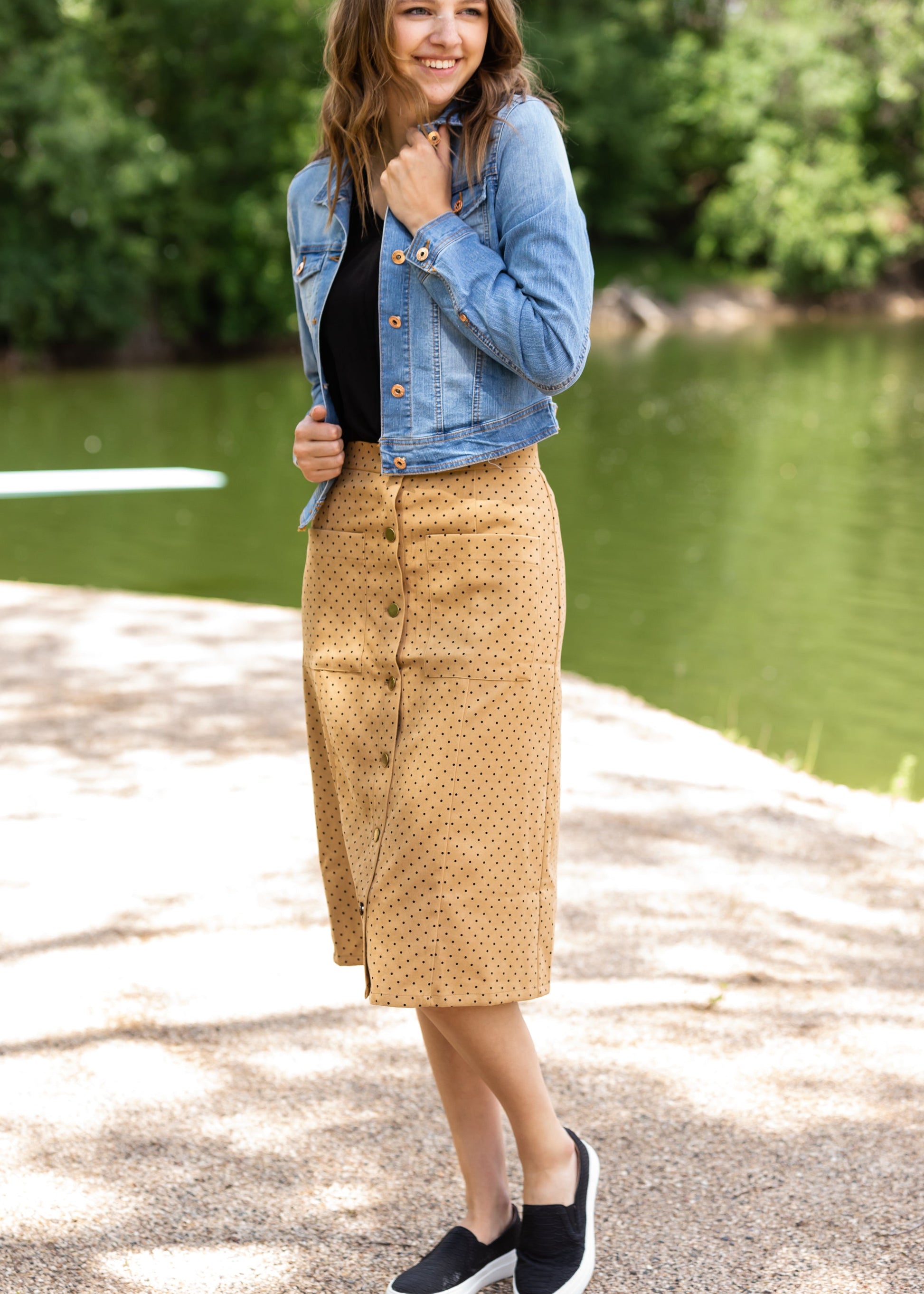 Polka Dot Button Up Midi Skirt - FINAL SALE Skirts