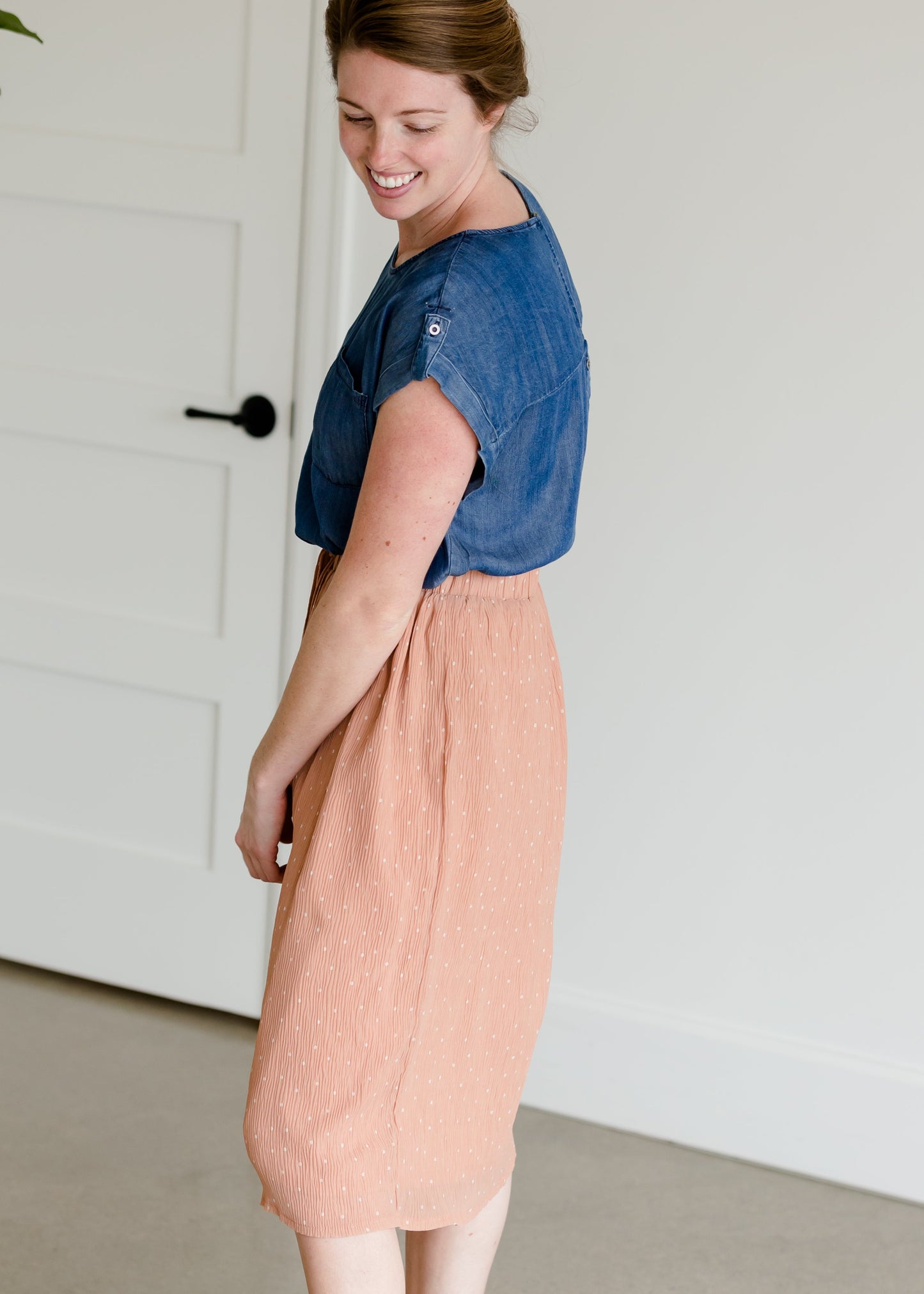 Polka Dot Crepe Midi Skirt - FINAL SALE Skirts
