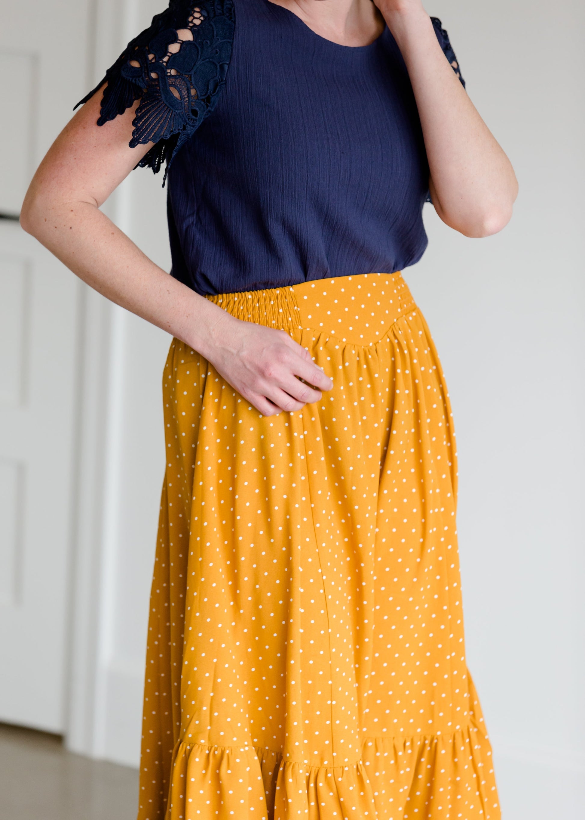 Polka Dot High Waist Ruffle Maxi Skirt - FINAL SALE Skirts