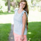 Modest Mint Top with Coral Polka Dots and a Ruffle Cap Sleeve