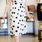 Black and white modest polka dot midi women's dress