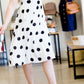 Black and white modest polka dot midi women's dress