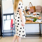Black and white modest polka dot midi women's dress