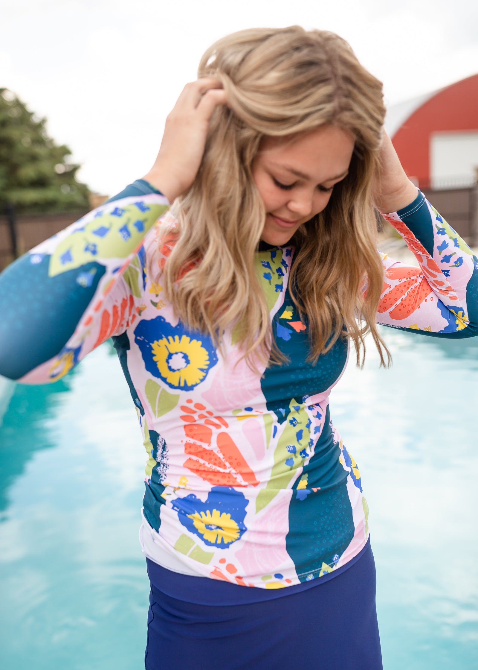 Poppy Long Sleeve Floral Rashguard - FINAL SALE Tops