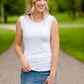 Premium Basic Layering Tank Top Tops White / SA stretchy layering tank with thick straps and a modest round neckline. Comes in three colors black, white, and navy.