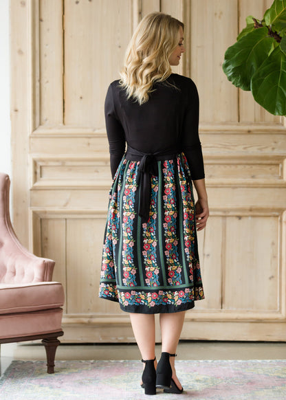Printed Floral Block Midi Dress - FINAL SALE Dresses