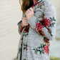 Modest Girls Gray and Burgandy Floral Long Cardigan