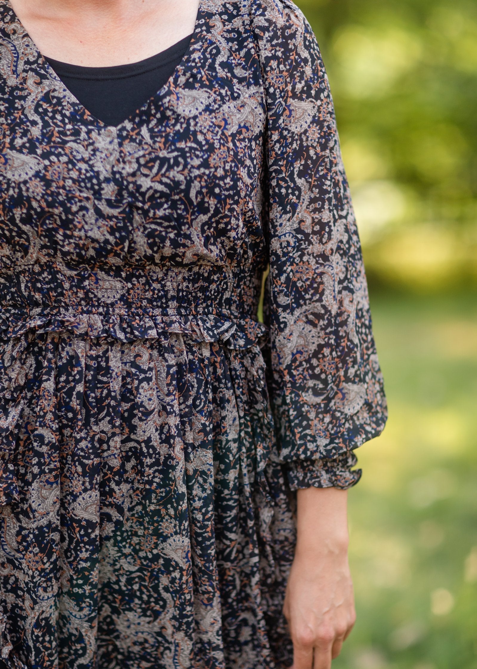 Printed Ruffle Midi Dress Dresses Grade & Gather