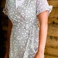 Cream and black side tie midi dress