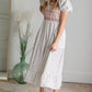 Puff Sleeve Embroidered Square Neck Midi Dress Dresses Polagram & BaeVely
