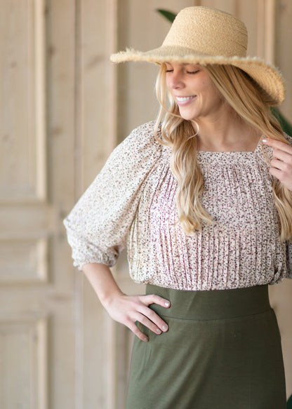 Puff Sleeve Pleated Blouse - FINAL SALE Tops