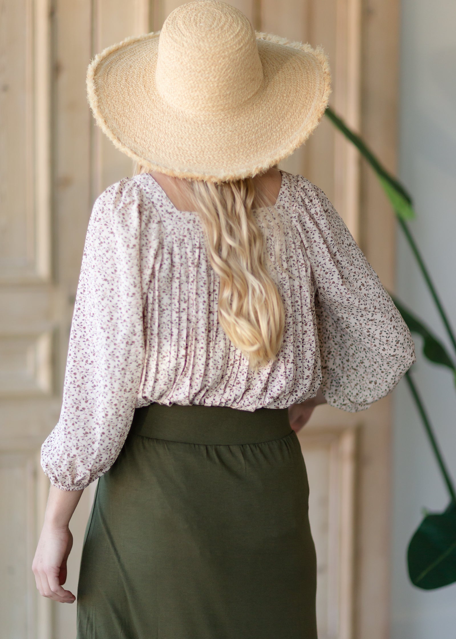 Puff Sleeve Pleated Blouse - FINAL SALE Tops